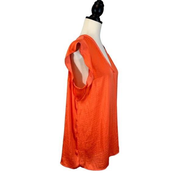 Jones New York Orange Blouse Flutter Sleeve V-Neck, Size XL - Picture 5 of 10